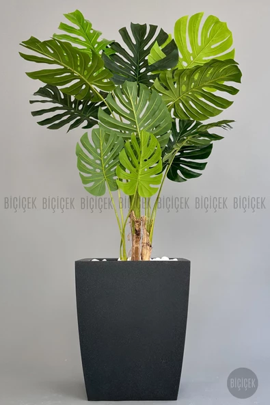 BİÇİÇEK Yapay Monstera Ağacı 170 cm lux dış mekan saksıda - 9