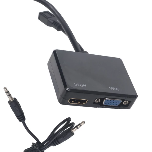 HDMI TO VGA + HDMI SPLITTER ÇEVİRİCİ ADAPTÖR (4593)