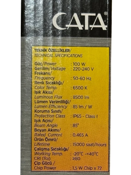 Cata CT-4659 100W 6500K (Beyaz Işık) Led Projektör (8 Adet) - 4