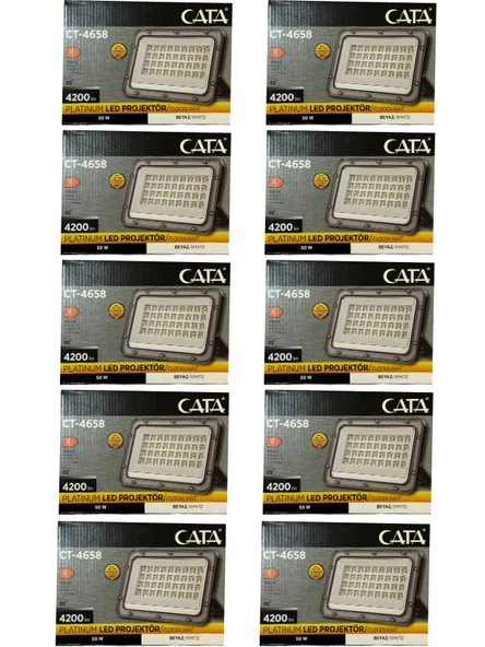 Cata CT-4658 50W 6500K (Beyaz Işık) Led Projektör (10 Adet)