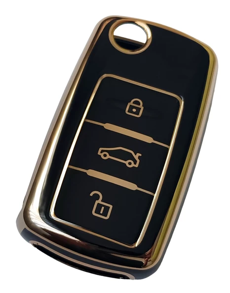 Volkswagen Seat Skoda Uyumlu Nano Anahtar Kılıfı Kumanda Kılıfı Oto Anahtarlık Siyah ürün görseli 1