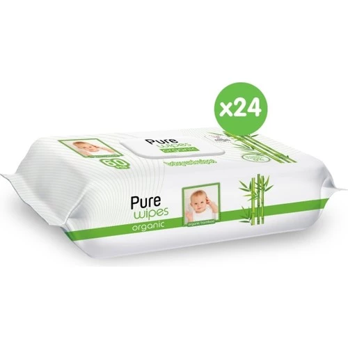 Pure Baby Organik Bambu Özlü Islak Havlu 24 X 60'Lı - 2