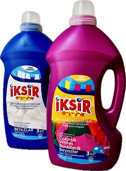 İksir Sıvı Deterjan Beyazlar - Renkliler 2 x 3 Lt