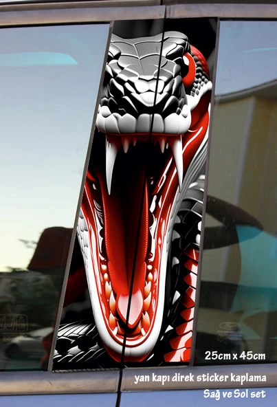 yılan oto folyo kaplama - yan kapı sticker - 2adet set tuning modifiye yapıştırma