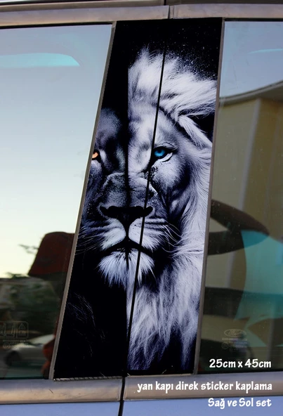 aslan king oto folyo kaplama - yan kapı sticker - 2adet set tuning modifiye yapıştırma