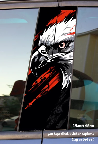 kartal yırtıcı oto folyo kaplama - yan kapı sticker - 2adet set tuning modifiye yapıştırma ürün görseli