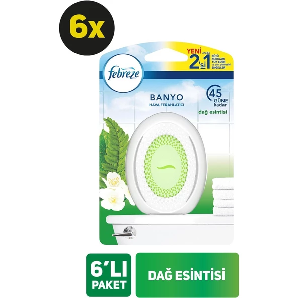 Febreze Hava Ferahlatıcı Banyo Oda Kokusu Dağ Esintisi 7.5 ml 6'lı Set