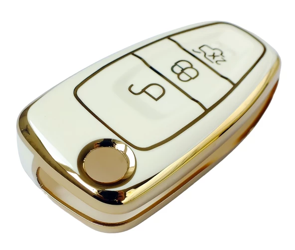 Focus 3 Mondeo Transit Courier Uyumlu Silikon Nano Anahtar Kumanda Kılıfı Oto Anahtarlık Beyaz - Resim 3