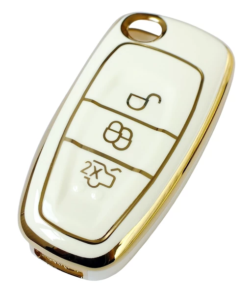 Focus 3 Mondeo Transit Courier Uyumlu Silikon Nano Anahtar Kumanda Kılıfı Oto Anahtarlık Beyaz ürün görseli