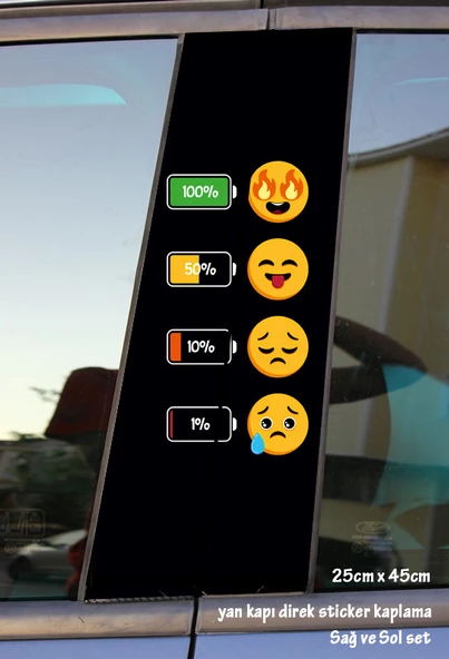 gülen surat2 adet sol sağ kapı araba direkleri için kaplama - oto sticker