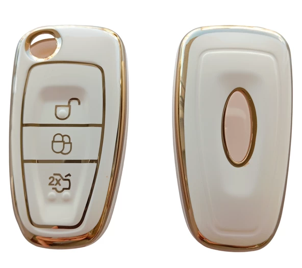 Focus 3 Mondeo Transit Courier Uyumlu Silikon Nano Anahtar Kumanda Kılıfı Oto Anahtarlık Beyaz - Resim 6