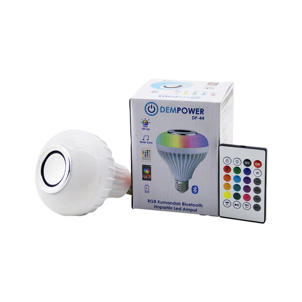 2IN1-KUMANDALI RGB LED AMPUL - BLUETOOTH HOPARLÖR MÜZİK ÇALAR LED-7W - HOPARLÖR-3W (4593)