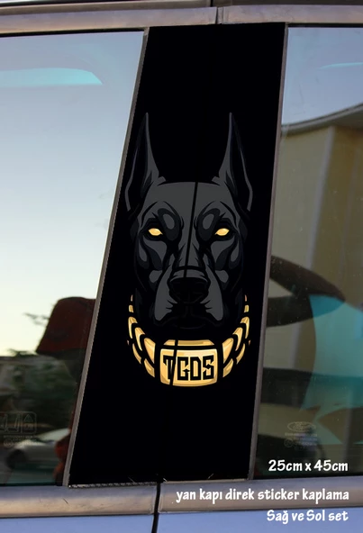 siyah köpek oto folyo kaplama - yan kapı sticker - 2adet set tuning modifiye yapıştırma ürün görseli