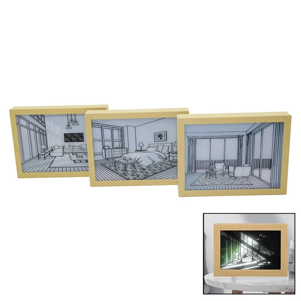 3 BOYUTLU - 15X20CM LED IŞIKLI MİNİ TABLO USB BAĞLANTILI - AYAR ANAHTARLI (4593)