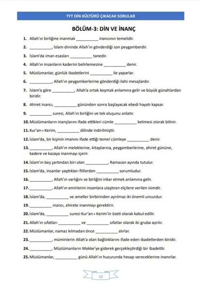 Enine Boyuna TYT Din Ders Notları