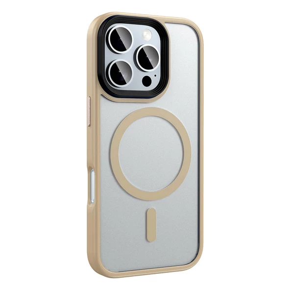 Apple iPhone 16 Pro Max Kılıf Mat Arka Yüzey Wireless Şarj Özellikli  Flet Magsafe Kapak - Resim 7