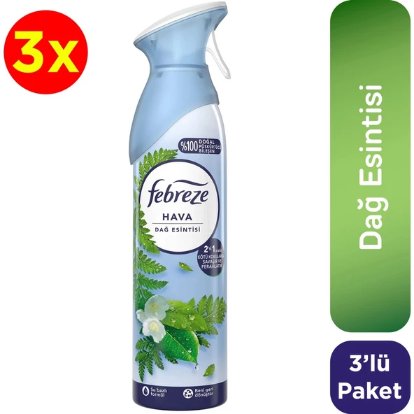 Febreze Hava Ferahlatıcı Sprey Oda Kokusu Dağ Est 185 ml X 3 Adet