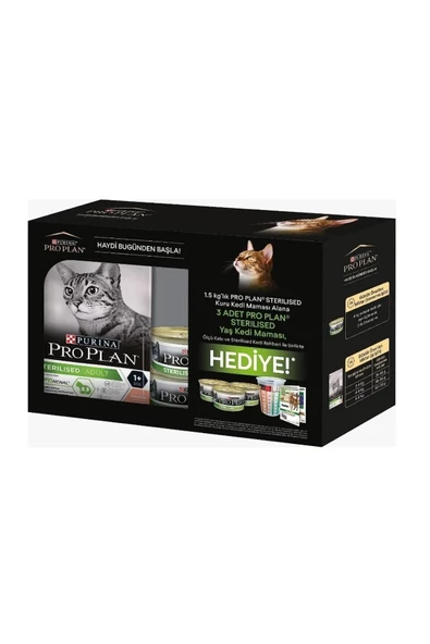 PROPLAN 1.5 KG KISIR SOMON + 3 ADET  KISIR SOMONLU KONSERVE + BESLENME KİTAPÇIĞI  + ÖLÇÜ KABI HEDİYELİ PAKET