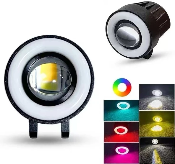 Space Offroad sis lambası sarı-beyaz 7 renk gündüz ledli dönerli set 12-60V /  LASS372