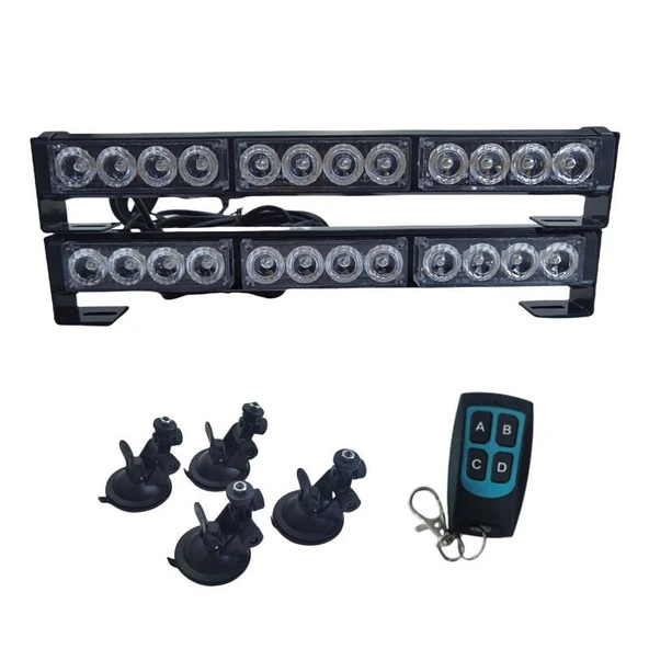 Space 21 fonksiyonlu çakar lamba sarı beyaz 2li set vantuzlu kumandalı 12-36V 72W / LAPA211