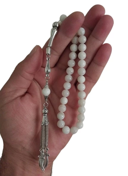 Dogal Taş Aytaşı Tesbih,gümüş Kaplama 4lü Zülfikar Model Metal Püskül Tespih - 2