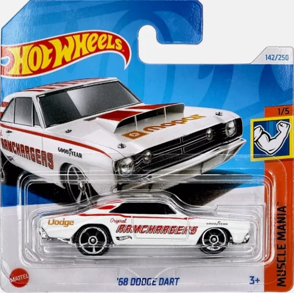 HOT WHEELS '68 Dodge Dart White Ramchargers Muscle Mania Short Card HTC57 2024