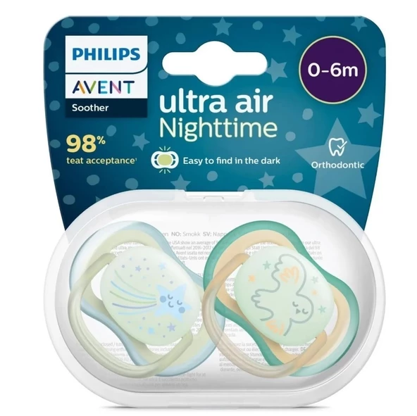 Philips Avent Ultra Air Night Karanlıkta Parlar Gece Emziği 0-6 ay Erkek SCF376/18 ürün görseli