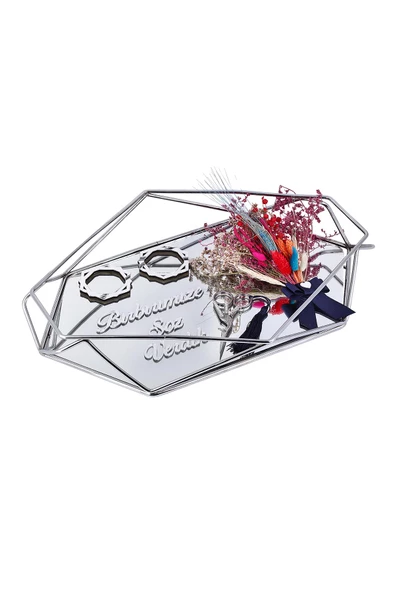 Kına Atölyesi Nişan Tepsisi Yüzük ve Kahve Seti Prizma Doğal 2'li set - 4