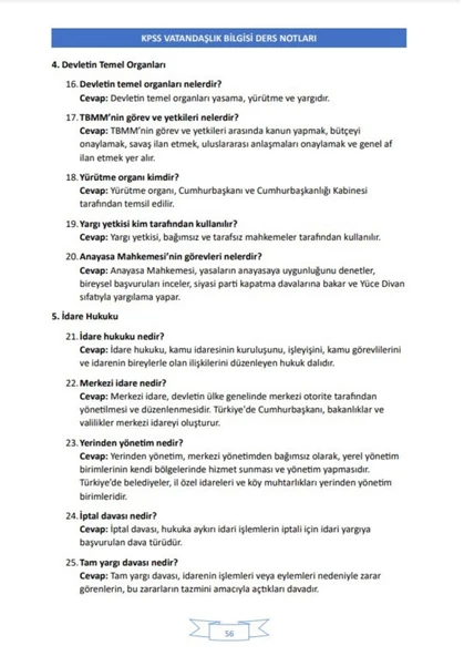 KPSS Vatandaşlık Ders NOTLARI (Çıkacak Sorular) - 4