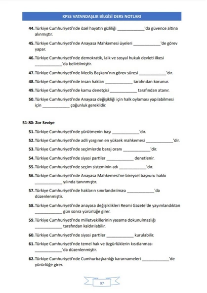 KPSS Vatandaşlık Ders NOTLARI (Çıkacak Sorular) - 5