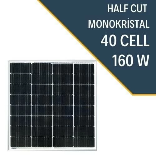 160W HALF CUT MONOKRİSTAL GÜNEŞ PANELİ