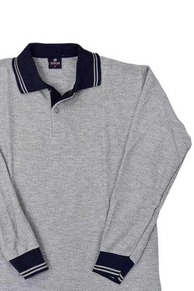 Kolej Polo Yaka Sweat Gri Lacivert ENDS-S - Resim 3