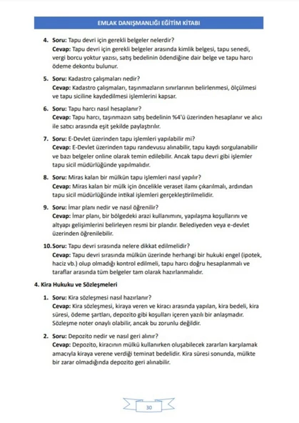 Emlak Danışmanlığı Sınav Hazırlık Kitabı - 4