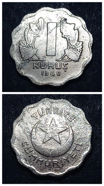 Escoines Koleksiyon 1 Kuruş 1940 - Nadir (R) TEMİZLENMİŞ/ÇÇT+ eski madeni para - 3996366c4f5cf846c9