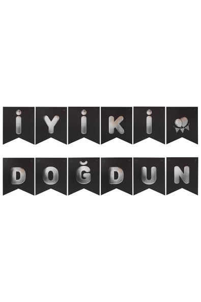 Kına Atölyesi İyi Ki Doğdun Yaldızlı Banner Siyah Gold