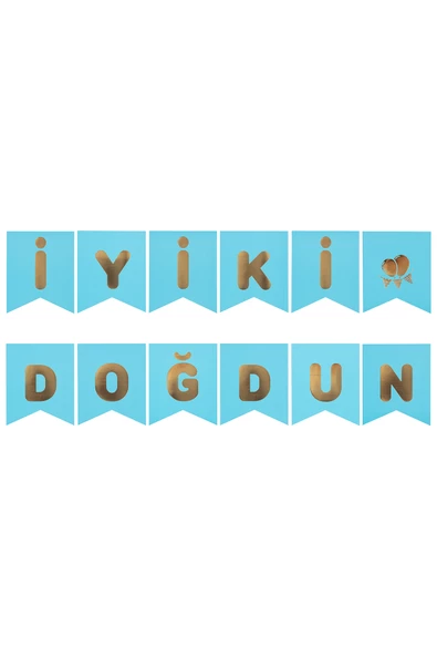 Kına Atölyesi İyi Ki Doğdun Yaldızlı Banner Pembe Mavi - 2
