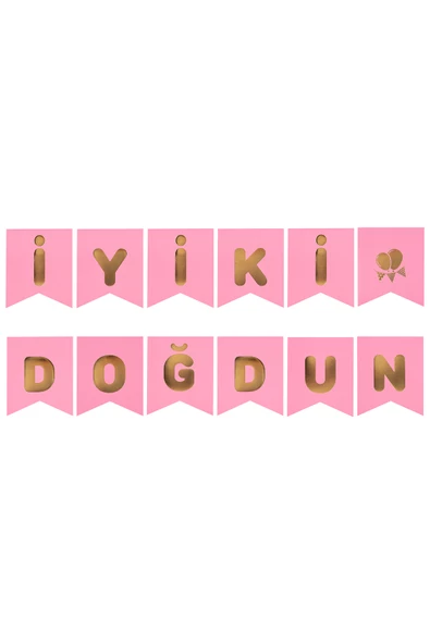 Kına Atölyesi İyi Ki Doğdun Yaldızlı Banner Pembe Mavi