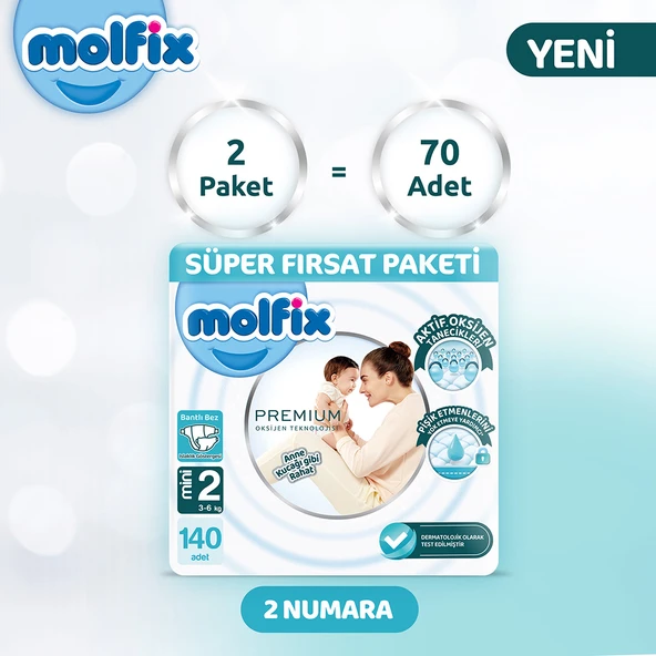 Molfix Premium Süper Fırsat Paketi 2 Beden 140 Adet - Resim 2