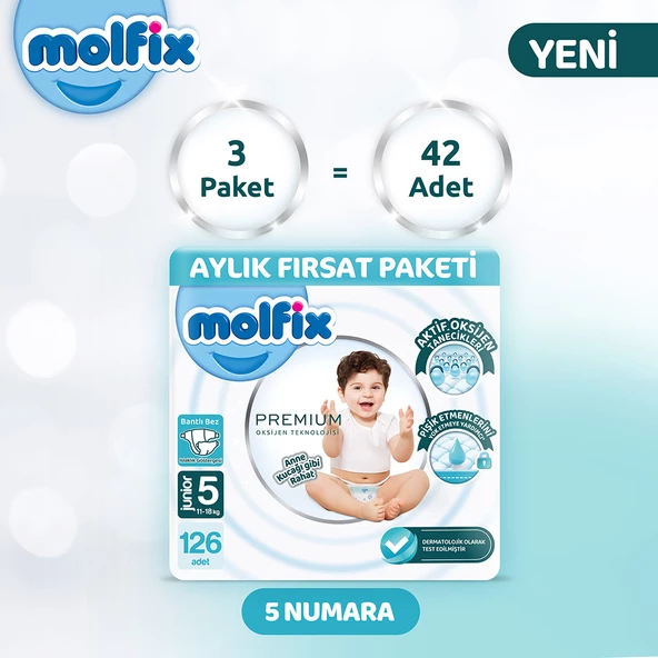 Molfix Premium Aylık Fırsat Paketi 5 Beden 126 Adet