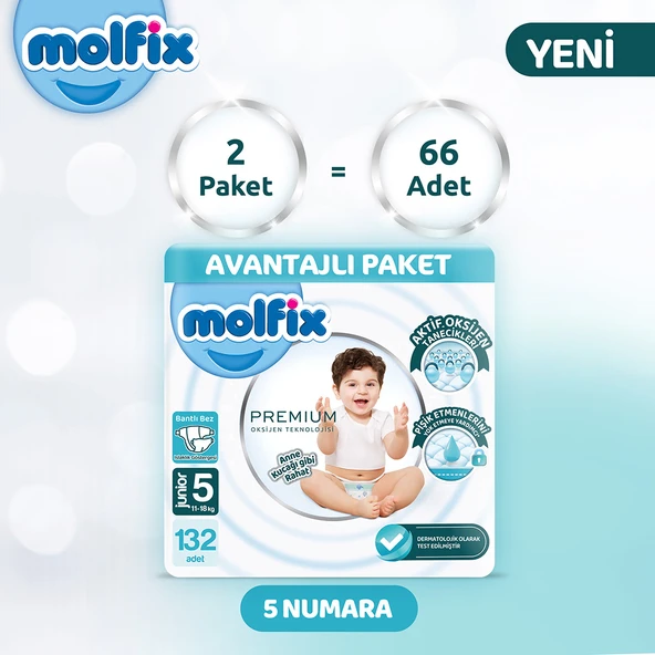 Molfix Premium Avantajlı Paket 5 Beden 132 Adet - 2