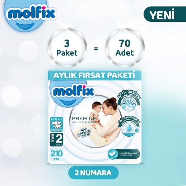 Molfix Premium Aylık Fırsat Paketi 2 Beden 210 adet - 2