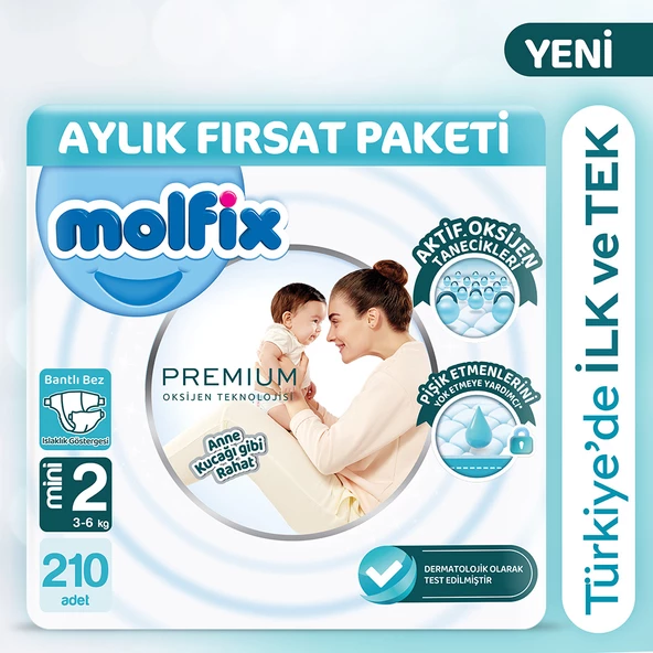 Molfix Premium Aylık Fırsat Paketi 2 Beden 210 adet