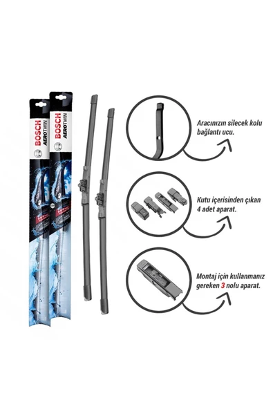 Renault Symbol Silecek Seti (2009-2012) Bosch Aerotwin Plus - Resim 2