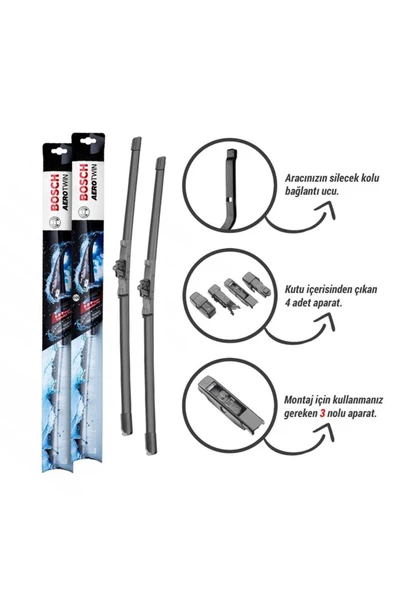 Citroen C-Elysee Silecek Seti (2012-2021) Bosch Aerotwin Plus - Resim 2