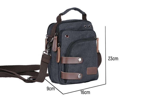 Bagacar 8681 Kanvas Çapraz Omuz Postacı Çantası Gri - 6