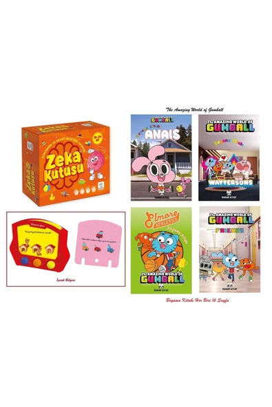 yükselen zeka Zeka Kutusu 16-24 Ay ve The Amazing World of Gumball-Cartoon Network 4 Adet Boyama Kitabı