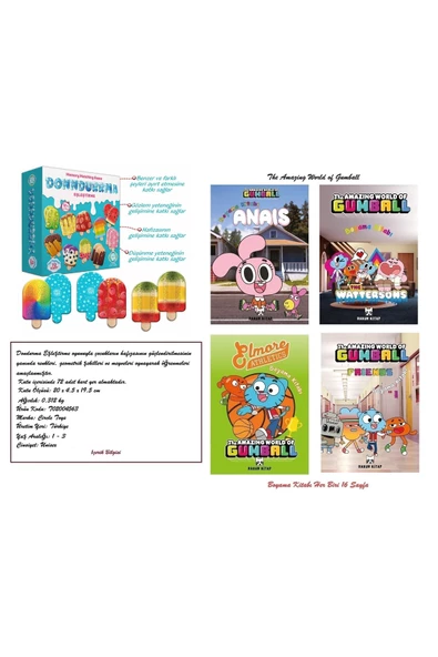 Circle Toys Dondurma Hafıza Eşleştirme Oyunu ve The Amazing World of Gumball Carton Network 4 Adet Boyama Kitabı
