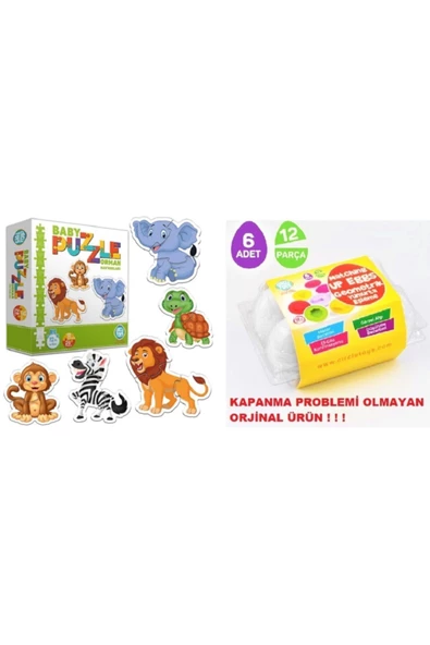 Circle Toys Circle Toys Baby Puzzle Orman Hayvanları - Geometrik Eğitici Yumurta Bultak 6 Lı