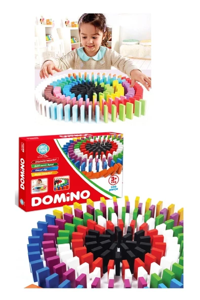 Circle Toys Circle Toys Ahşap Domino Taşları 100 Parça Renkli