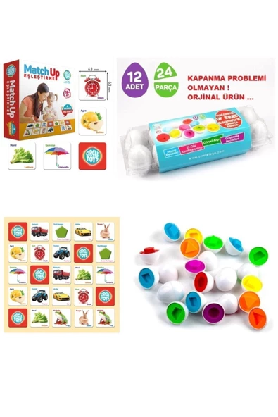 Circle Toys Circle Toys Match Up Eşleştirme Kartları , Geometrik Şekilli Yumurta Eşleme Bultak 12'li